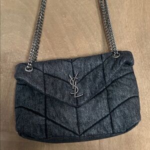 YSL Gray Quilted Shoulder Bag